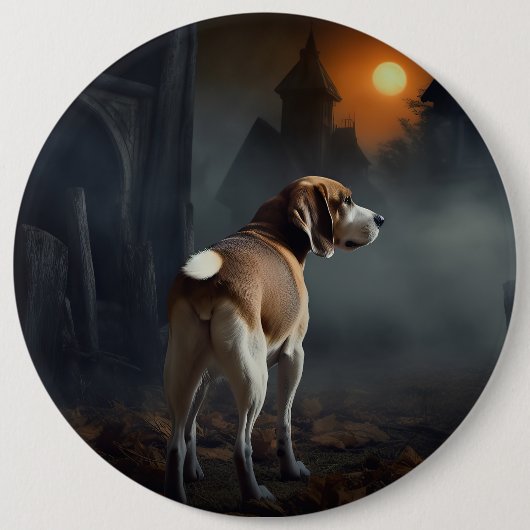 Beagle Halloween eng Ronde Button 6,0 Cm (Voorkant)