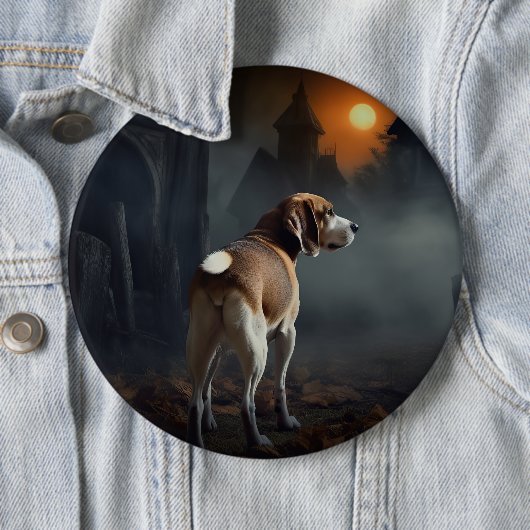 Beagle Halloween eng Ronde Button 6,0 Cm (In situ)