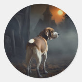 Beagle Halloween eng Ronde Sticker (Voorkant)