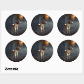 Beagle Halloween eng Ronde Sticker (Vel)