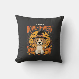 Beagle Halloween Howl-O-Ween Hond Pompoen Design_1 Kussen