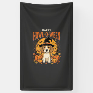 Beagle Halloween Howl-O-Ween Hond Pompoen Design_1 Spandoek