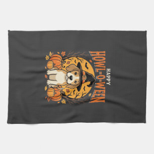 Beagle Halloween Howl-O-Ween Hond Pompoen Design_1 Theedoek