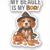 Beagle Halloween Kostuum Mijn Beagle is mijn Boo D Sticker (Voorkant)