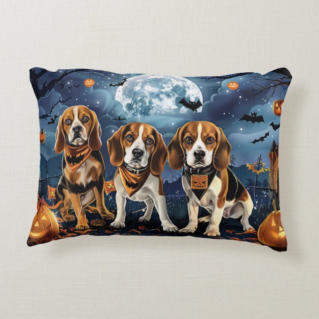 Beagle Halloween Spooky Accent Kussen (Achterkant)