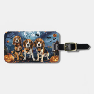 Beagle Halloween Spooky Bagagelabel