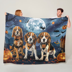 Beagle Halloween Spooky Fleece Deken
