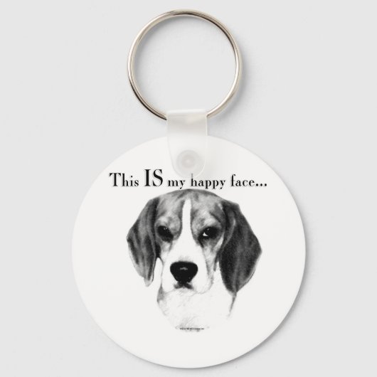 Beagle Happy Face Sleutelhanger (Voorkant)