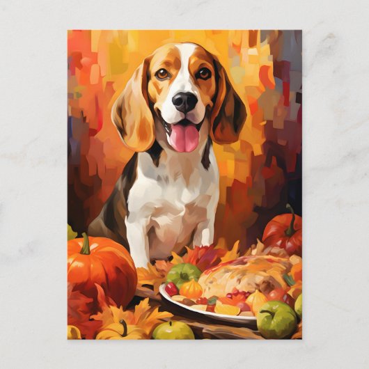 Beagle Herfst Thanksgiving  Briefkaart (Voorkant)