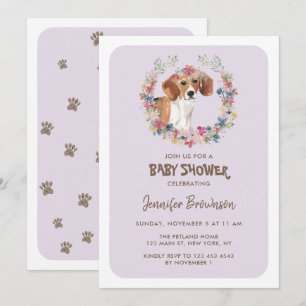 Beagle-hond bloemenkroon baby shower kaart