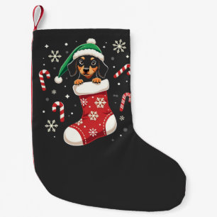 Beagle hond draagt kerstmuts kerstliefhebbers kleine kerstsok