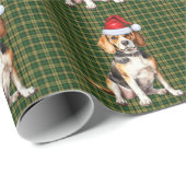 Beagle Hond en Green Plaid Kerstmis Cadeaupapier (Rol Hoek)