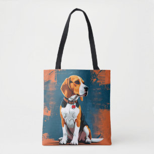 Beagle-hond in abstracte achtergrond draagtas