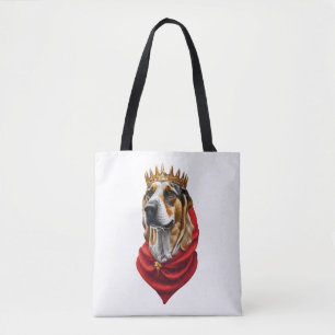 Beagle hond in een kroon draagtas