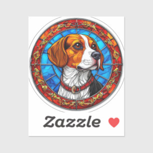Beagle-hond in levendig glas-in-loodkunst sticker