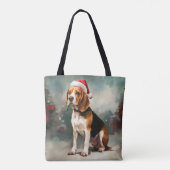 Beagle Hond in Sneeuw Kerstmis Draagtas (Achterkant)