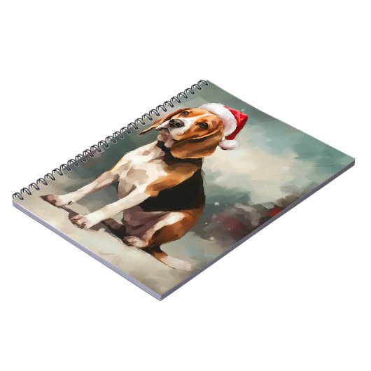 Beagle Hond in Sneeuw Kerstmis Notitieboek (Linkerzijde)