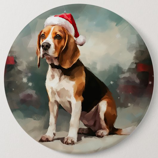 Beagle Hond in Sneeuw Kerstmis Ronde Button 6,0 Cm (Voorkant)