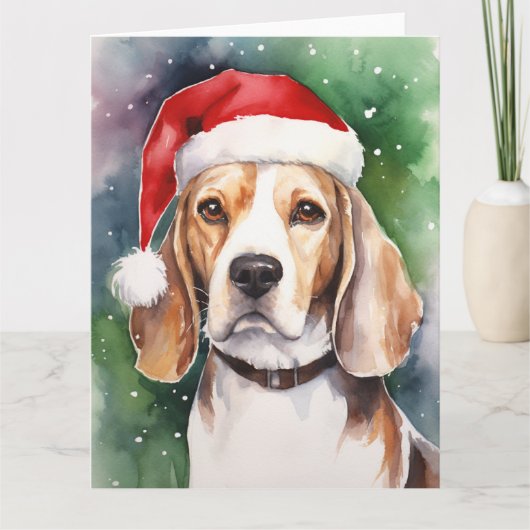 Beagle Hond Kerstmis Santa Paws Kaart (Voorkant)
