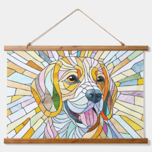 Beagle hond - Kleurrijke Mozaïek kunst Hangend Wandkleed