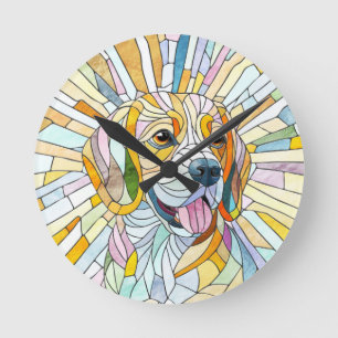 Beagle hond - Kleurrijke Mozaïek kunst Ronde Klok