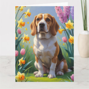Beagle-hond lente bloemen schilderij  kaart