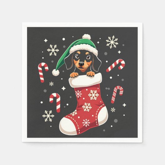 Beagle hond met kerstmuts Kerstliefhebbers Servet (Voorkant)