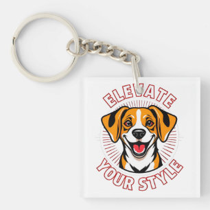 Beagle Hond met Tekstkunst Sleutelhanger
