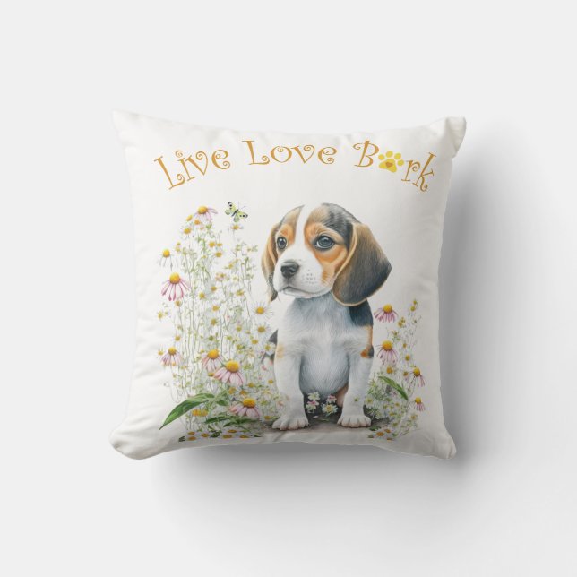 Beagle Hond Moeder Bloemstuk Kussen (Voorkant)
