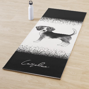Beagle-hond ontwerp in zwart en wit met tekst yogamat