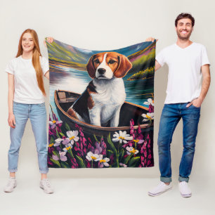 Beagle-hond op een peddel: Een landschappelijk avo Fleece Deken