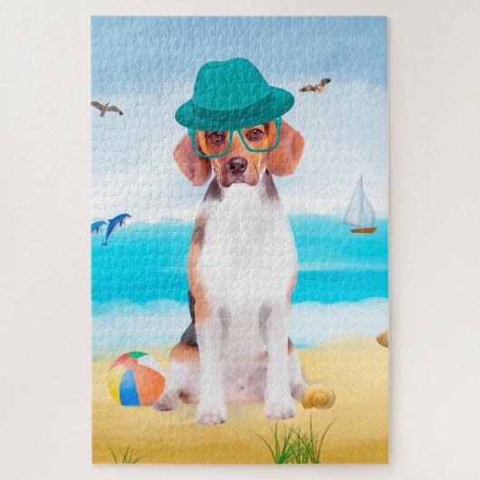 Beagle Hond Op Strand Legpuzzel (Verticaal)