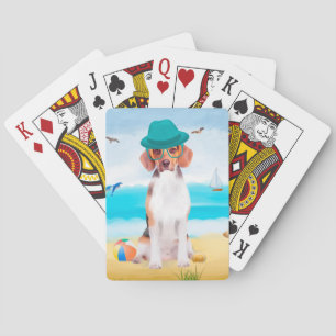 Beagle Hond Op Strand Pokerkaarten