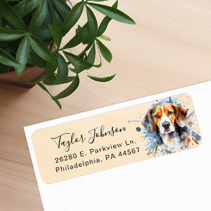 Beagle-hond retouradreslabel etiket