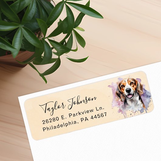 Beagle-hond retouradreslabel etiket