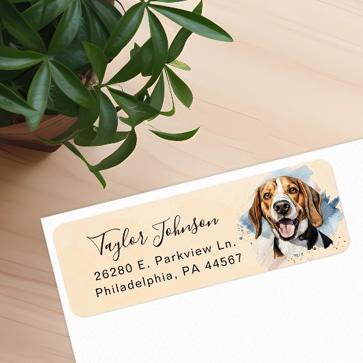 Beagle-hond retouradreslabel etiket