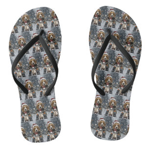 Beagle Hond Rijden Motorfiets Kerstmis Teenslippers