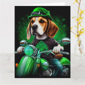 Beagle hond rijdt op fiets St. Patrick's Dag Kaart (Gele Bloem)