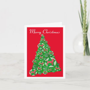 Beagle Hond Silhouet Kerstboom Rood Kaart