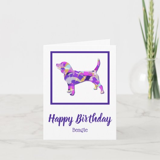 Beagle Hond Silhouet PPY&B Verjaardag Kaart (Voorkant)