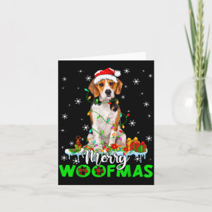 Beagle hond vrolijk Woofmas grappige Kerstmis lich Kaart