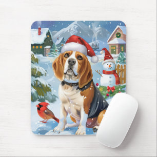 Beagle Hond Winter Wonderland Kerstvreugde Muismat