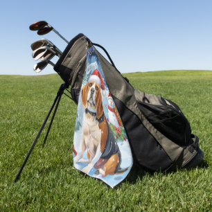 Beagle-hond Winterwonderland Kerstvreugde Golfhanddoek