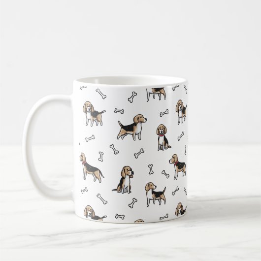 Beagle honden patroon koffiemok (Links)