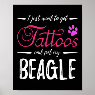 Beagle Hondenliefhebber Tattoo Funny Dog Mom Gift Poster