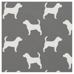 Beagle Hondenras Silhouettes Grey and White Stof