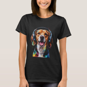 Beagle Hoofdtelefoon Hond Grappig Dier Art Print G T-shirt