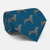 Beagle Hound Chien Silhouette Grille Bleu Cravate (Roulé)