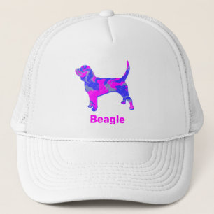 Beagle Hound Dog Cute Pink Silhouette Custom Trucker Pet