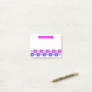 Beagle Hound Dog & Paw Hot Pink & Blue Post-it® Notes